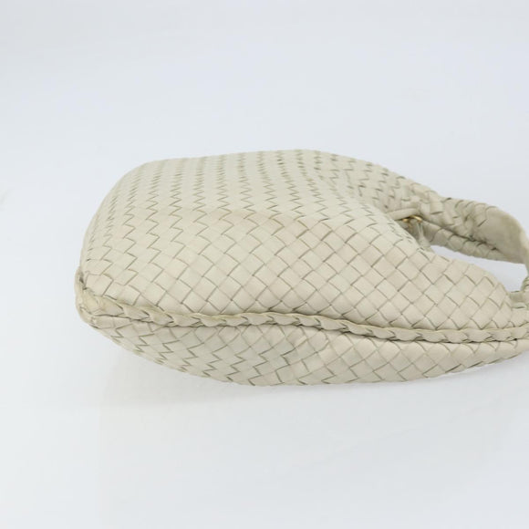BOTTEGA VENETA INTRECCIATO Hobo Shoulder Bag Leather White 115653 Auth ep12201