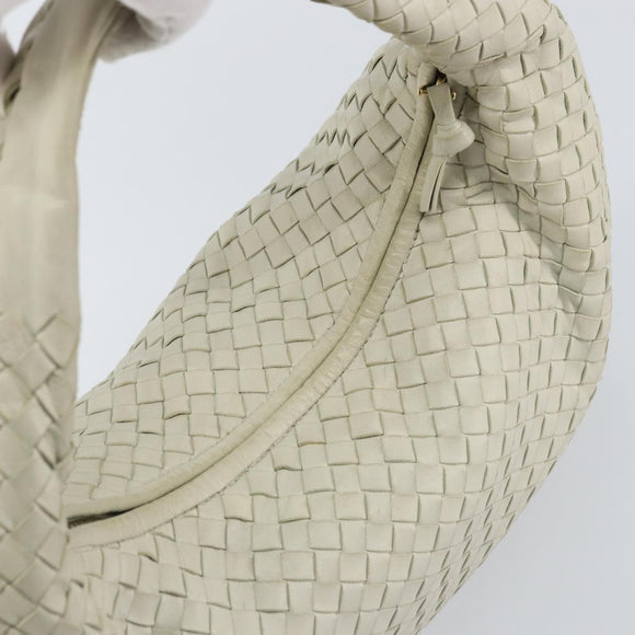 BOTTEGA VENETA INTRECCIATO Hobo Shoulder Bag Leather White 115653 Auth ep12201