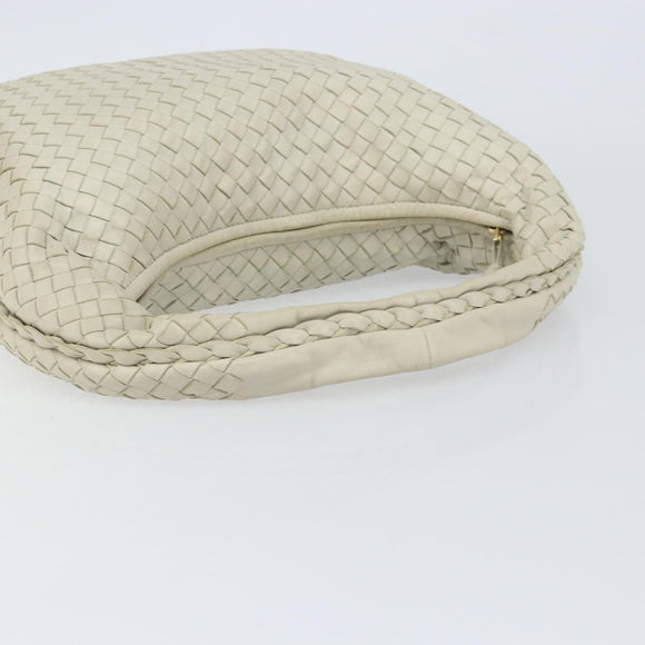 BOTTEGA VENETA INTRECCIATO Hobo Shoulder Bag Leather White 115653 Auth ep12201