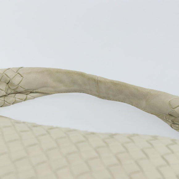 BOTTEGA VENETA INTRECCIATO Hobo Shoulder Bag Leather White 115653 Auth ep12201
