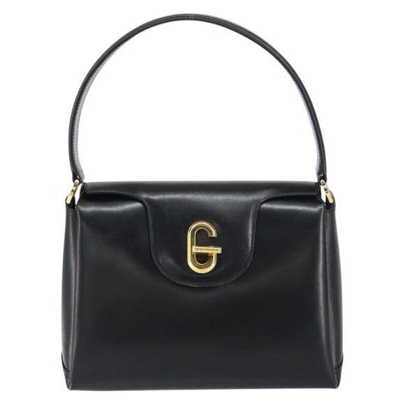 GUCCI Hand Bag Leather Black Gold 406 000 1080 Auth ep12203