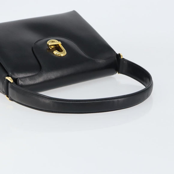 GUCCI Hand Bag Leather Black Gold 406 000 1080 Auth ep12203