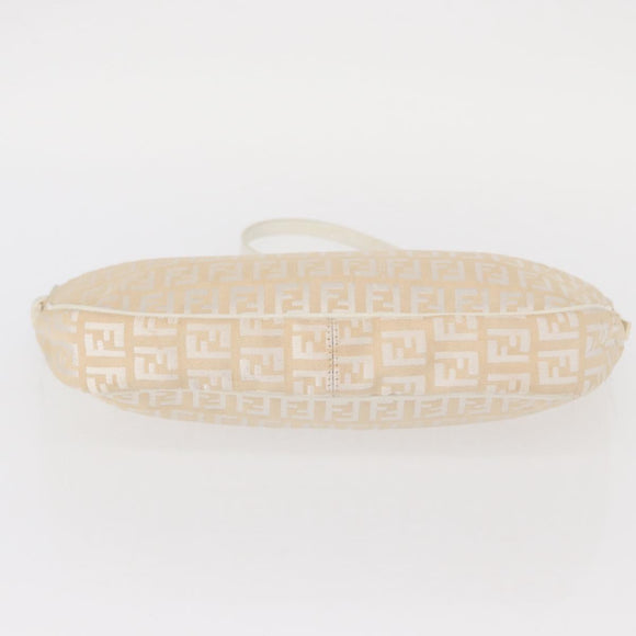 FENDI Zucchino Canvas Shoulder Bag Beige Auth ep12204