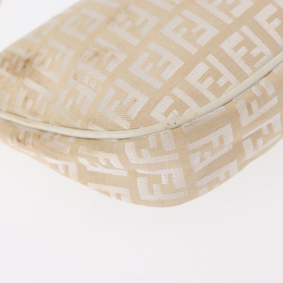 FENDI Zucchino Canvas Shoulder Bag Beige Auth ep12204