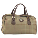 Burberrys Nova Check Boston Bag Canvas Beige Gold Auth ep12208-1