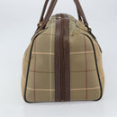 Burberrys Nova Check Boston Bag Canvas Beige Gold Auth ep12208-4