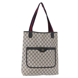 GUCCI GG Supreme Sherry Line Tote Bag PVC Navy Gold 39 002 4487 Auth ep12216