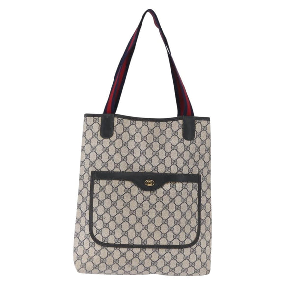 GUCCI GG Supreme Sherry Line Tote Bag PVC Navy Gold 39 002 4487 Auth ep12216