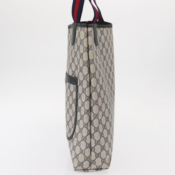 GUCCI GG Supreme Sherry Line Tote Bag PVC Navy Gold 39 002 4487 Auth ep12216