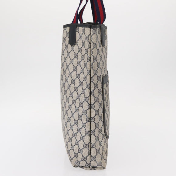 GUCCI GG Supreme Sherry Line Tote Bag PVC Navy Gold 39 002 4487 Auth ep12216