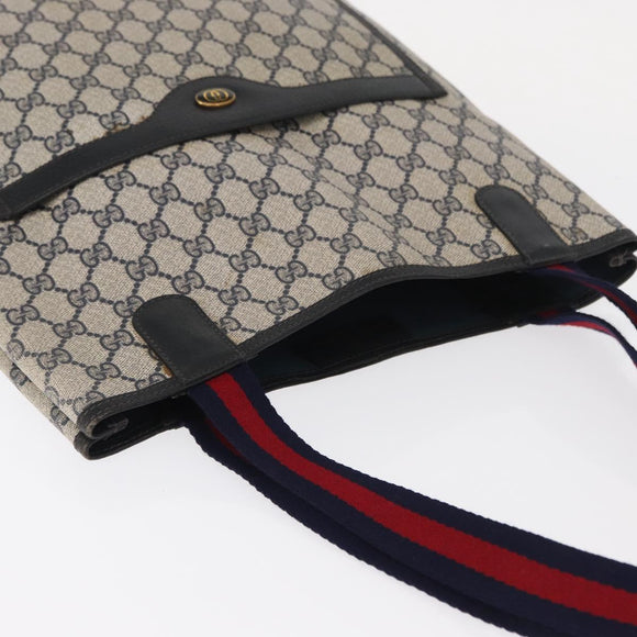 GUCCI GG Supreme Sherry Line Tote Bag PVC Navy Gold 39 002 4487 Auth ep12216