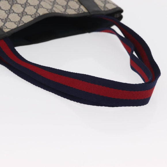 GUCCI GG Supreme Sherry Line Tote Bag PVC Navy Gold 39 002 4487 Auth ep12216
