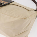 FENDI Mamma Baguette Shoulder Bag Canvas Beige Silver Auth ep12218-11