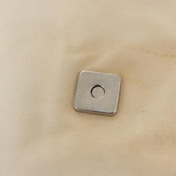 FENDI Mamma Baguette Shoulder Bag Canvas Beige Silver Auth ep12218