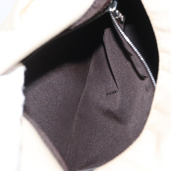 FENDI Mamma Baguette Shoulder Bag Canvas Beige Silver Auth ep12218