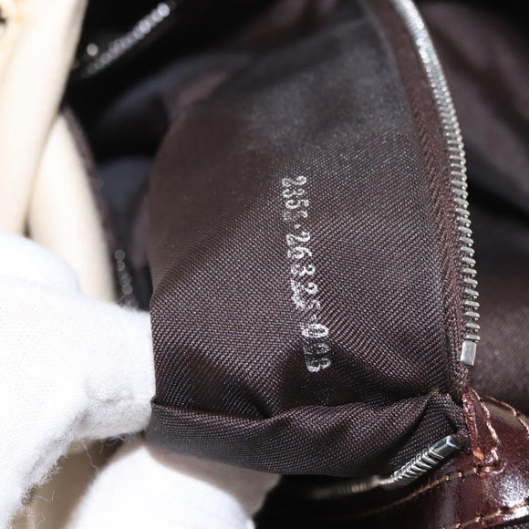 FENDI Mamma Baguette Shoulder Bag Canvas Beige Silver Auth ep12218