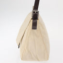 FENDI Mamma Baguette Shoulder Bag Canvas Beige Silver Auth ep12218-3