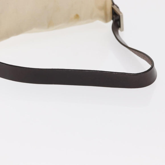 FENDI Mamma Baguette Shoulder Bag Canvas Beige Silver Auth ep12218