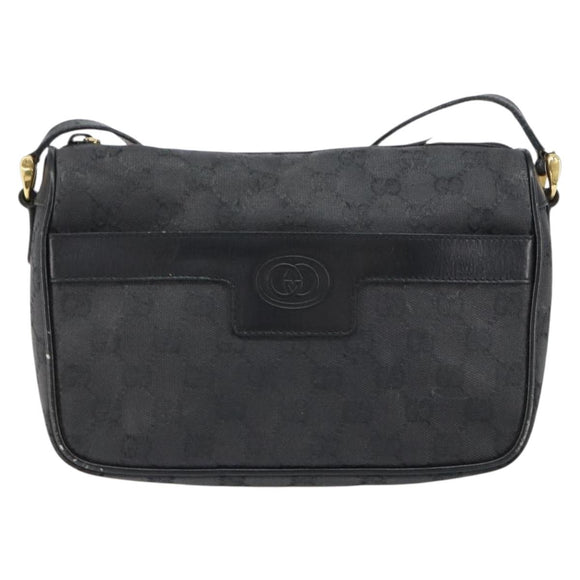 GUCCI GG Canvas Shoulder Bag Black Gold 001 14 0412 Auth ep12224