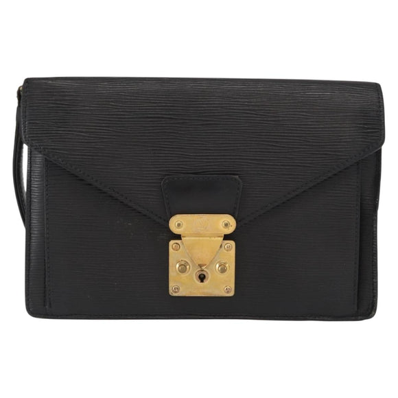 LOUIS VUITTON Epi Serie Dragonne Clutch Bag Black Noir M52612 LV Auth ep12225