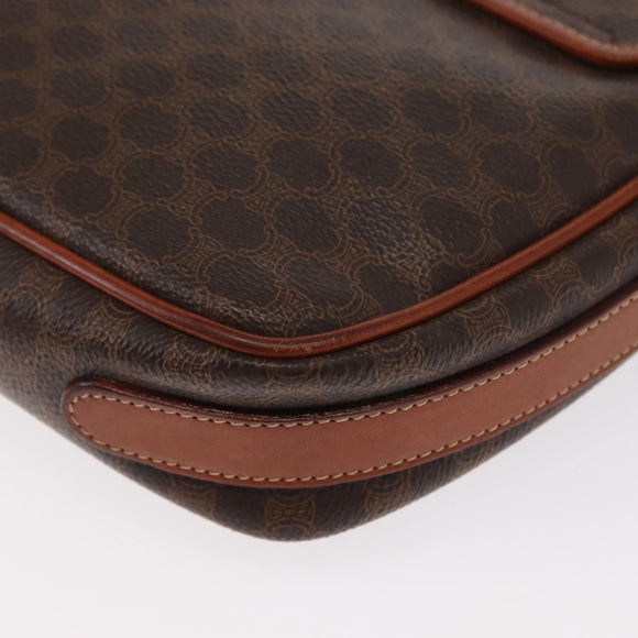CELINE Macadam Canvas Shoulder Bag PVC Leather Brown Gold Auth ep12228