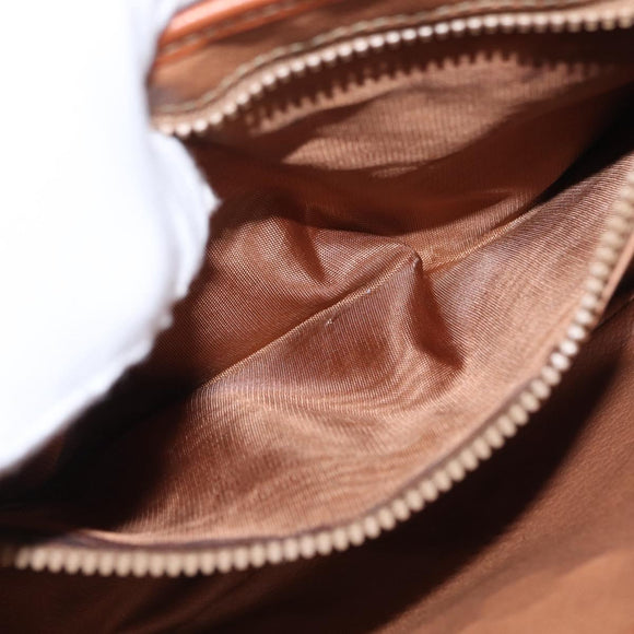 CELINE Macadam Canvas Shoulder Bag PVC Leather Brown Gold Auth ep12228