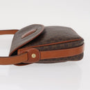CELINE Macadam Canvas Shoulder Bag PVC Leather Brown Gold Auth ep12228-5