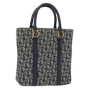 Christian Dior Trotter Canvas Hand Bag Navy Gold Auth ep12230-1