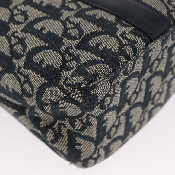 Christian Dior Trotter Canvas Hand Bag Navy Gold Auth ep12230