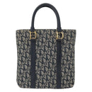 Christian Dior Trotter Canvas Hand Bag Navy Gold Auth ep12230-2