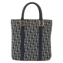 Christian Dior Trotter Canvas Hand Bag Navy Gold Auth ep12230-3