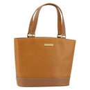 BURBERRY Tote Bag Leather Brown Gold Auth ep12232-1