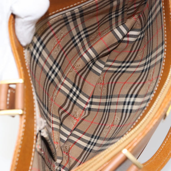 BURBERRY Tote Bag Leather Brown Gold Auth ep12232