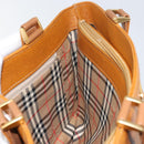 BURBERRY Tote Bag Leather Brown Gold Auth ep12232-17