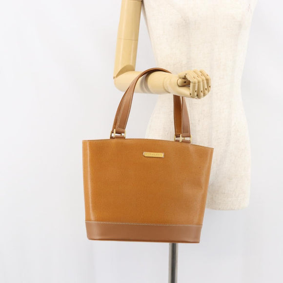 BURBERRY Tote Bag Leather Brown Gold Auth ep12232