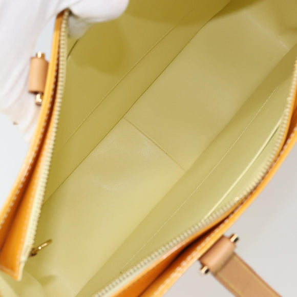 LOUIS VUITTON Monogram Vernis Columbus Tote Bag Lime Yellow M91047 Auth ep12233