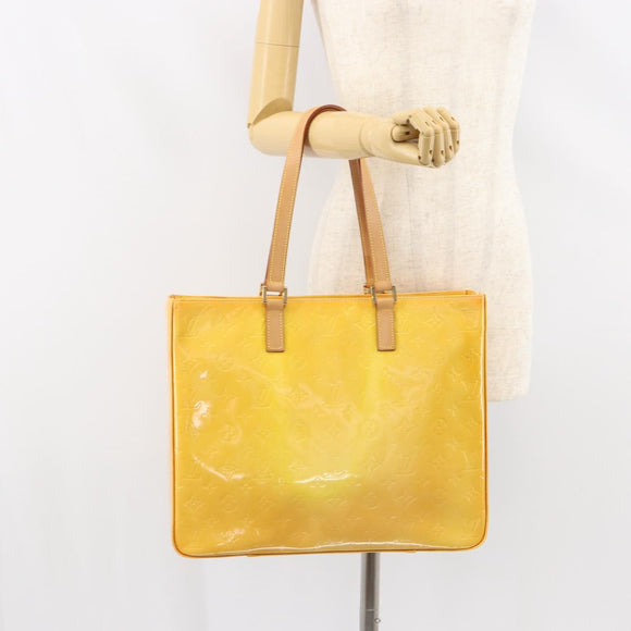 LOUIS VUITTON Monogram Vernis Columbus Tote Bag Lime Yellow M91047 Auth ep12233