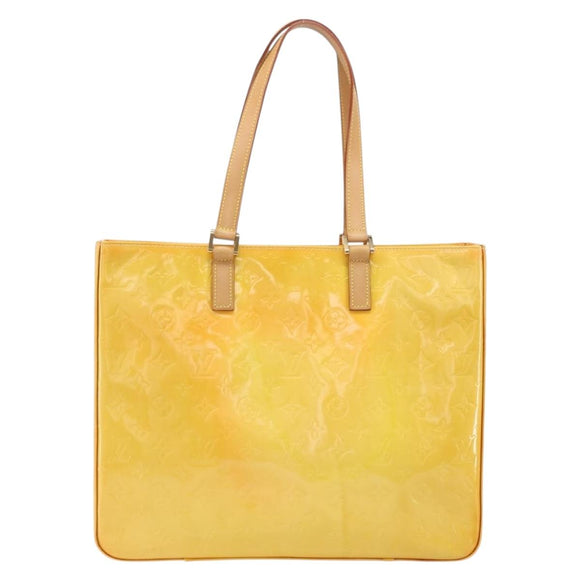 LOUIS VUITTON Monogram Vernis Columbus Tote Bag Lime Yellow M91047 Auth ep12233