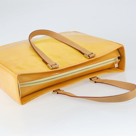 LOUIS VUITTON Monogram Vernis Columbus Tote Bag Lime Yellow M91047 Auth ep12233