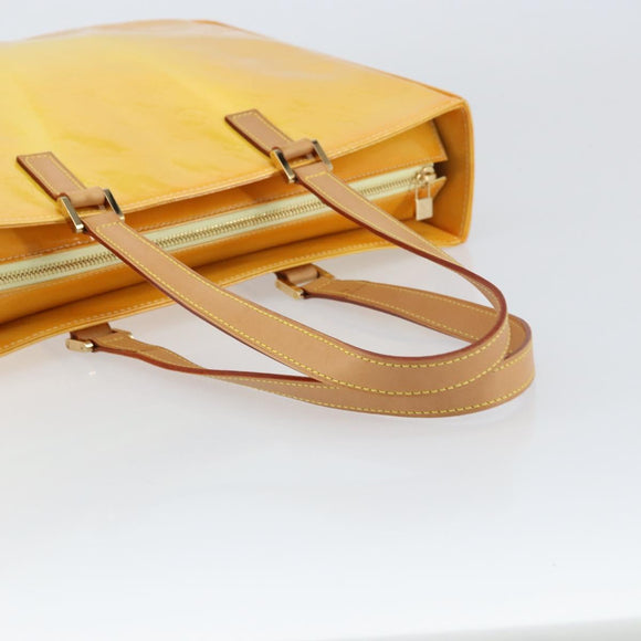 LOUIS VUITTON Monogram Vernis Columbus Tote Bag Lime Yellow M91047 Auth ep12233