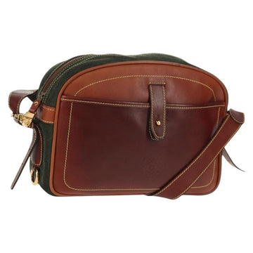 LOEWE Anagram Shoulder Bag Leather Suede Brown Gold Auth ep12235