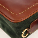 LOEWE Anagram Shoulder Bag Leather Suede Brown Gold Auth ep12235-16