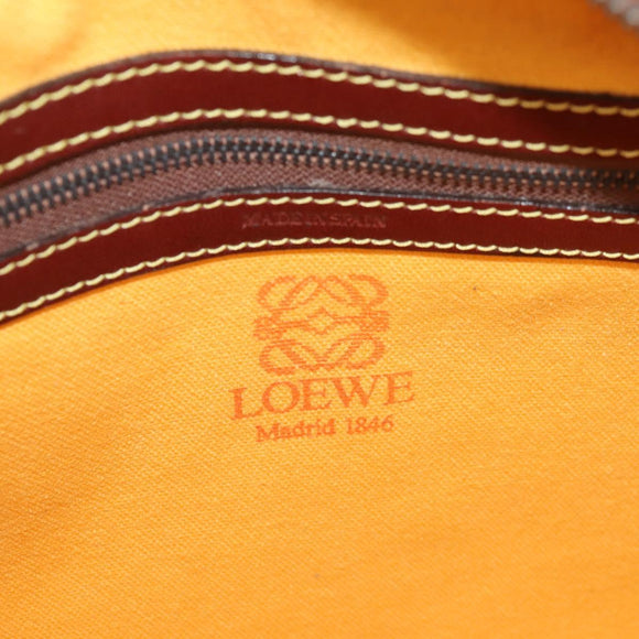 LOEWE Anagram Shoulder Bag Leather Suede Brown Gold Auth ep12235