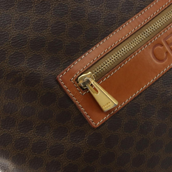 CELINE Macadam Canvas Tote Bag PVC Leather Brown Gold Auth ep12237