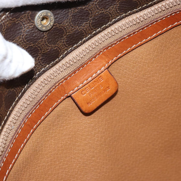 CELINE Macadam Canvas Tote Bag PVC Leather Brown Gold Auth ep12237