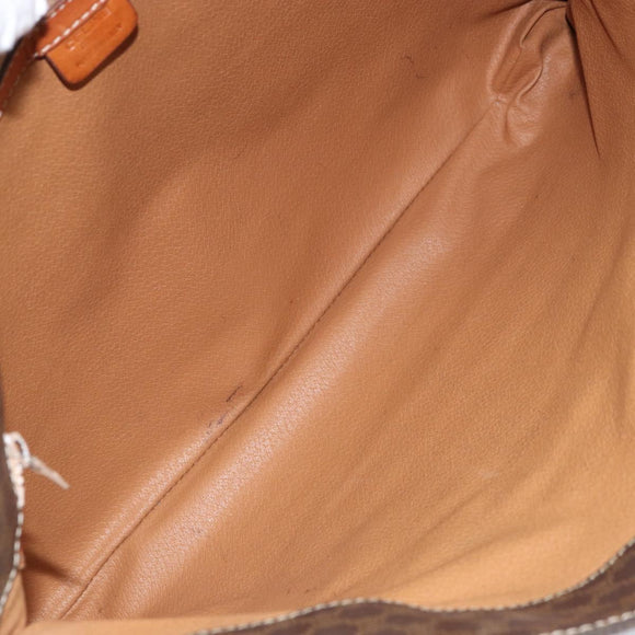 CELINE Macadam Canvas Tote Bag PVC Leather Brown Gold Auth ep12237