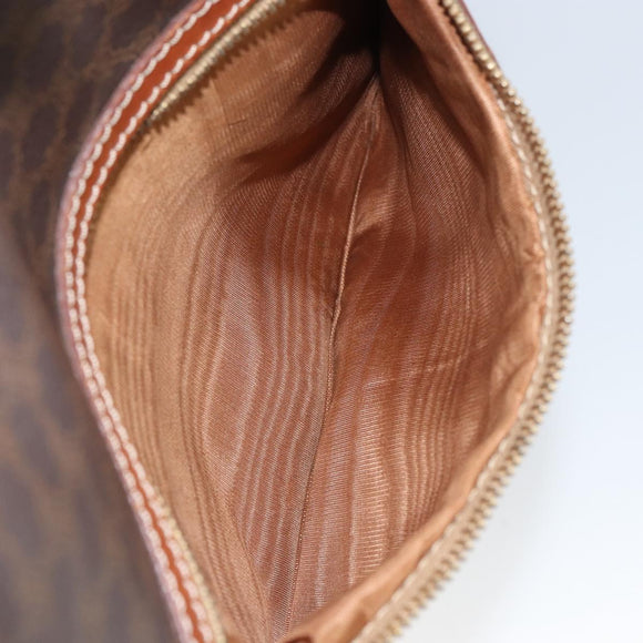 CELINE Macadam Canvas Tote Bag PVC Leather Brown Gold Auth ep12237