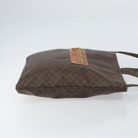 CELINE Macadam Canvas Tote Bag PVC Leather Brown Gold Auth ep12237