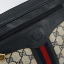 GUCCI GG Supreme Sherry Line Shoulder Bag PVC Navy Gold Red Auth ep12238-17