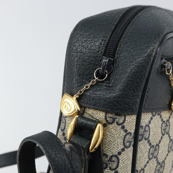 GUCCI GG Supreme Sherry Line Shoulder Bag PVC Navy Gold Red Auth ep12238